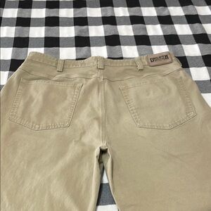 Duluth Trading Flex Fire Hose Pants Men's Size 38 x 33 Long Tall Canvas Tan